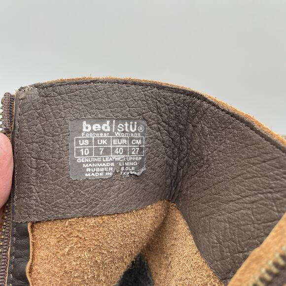 BED STU Roma Harness Ankle Boots Women's 10 Brown Distressed Leather Moto Biker - Picture 11 of 15